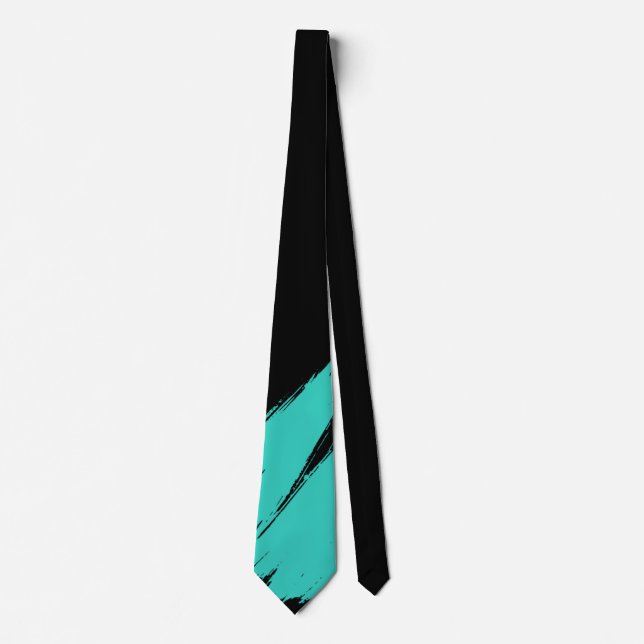 Cravate Pinceau Turquoise Arrière - plan noir moderne (Devant)