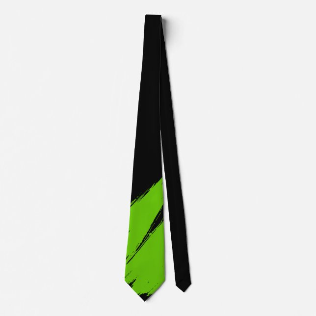 Cravate Pinceau vert Arrière - plan noir moderne (Devant)