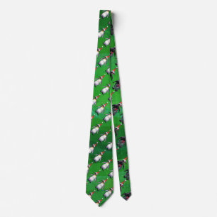 Cravate Pingouin à Santa Hat Motif sur Vert