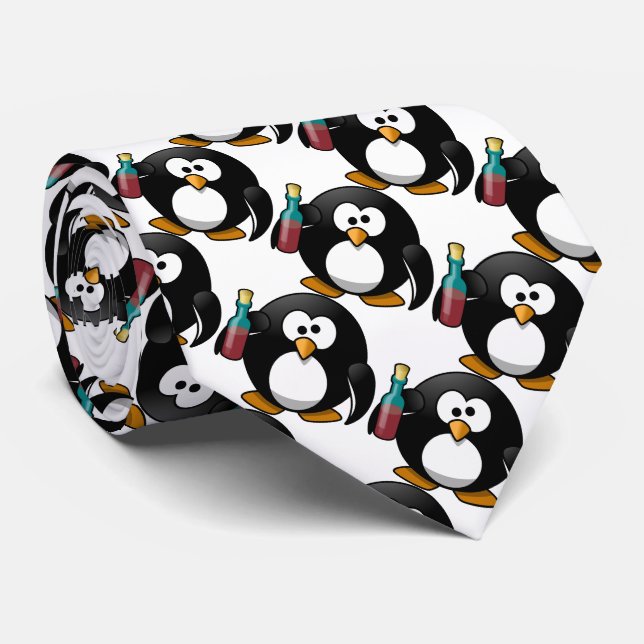 Cravate Pingouin drôle avec alcool (Roulé)