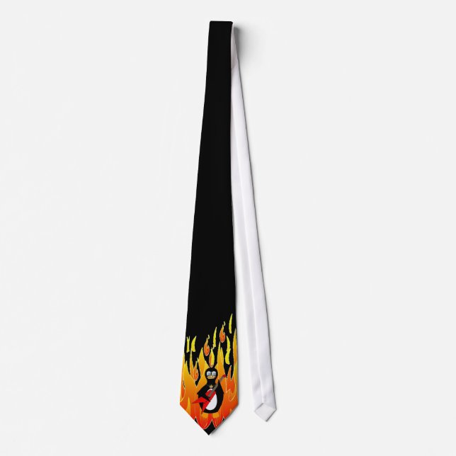 Cravate Pingouin sur le feu (Devant)