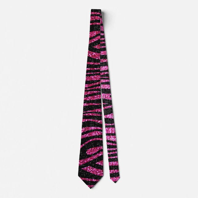 Cravate Pink and Black Zebra Print bling (faux glitter) (Devant)