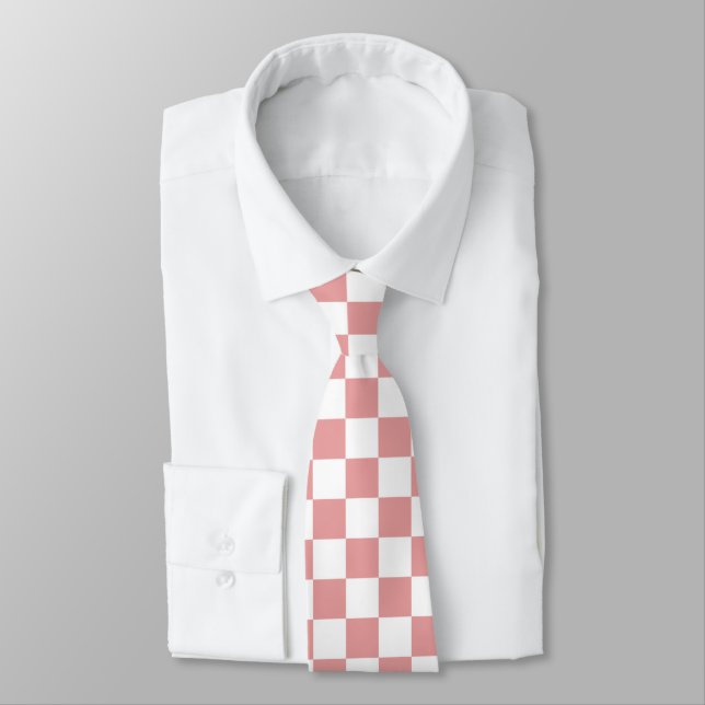 Cravate Pink and White Checkers (Attaché)