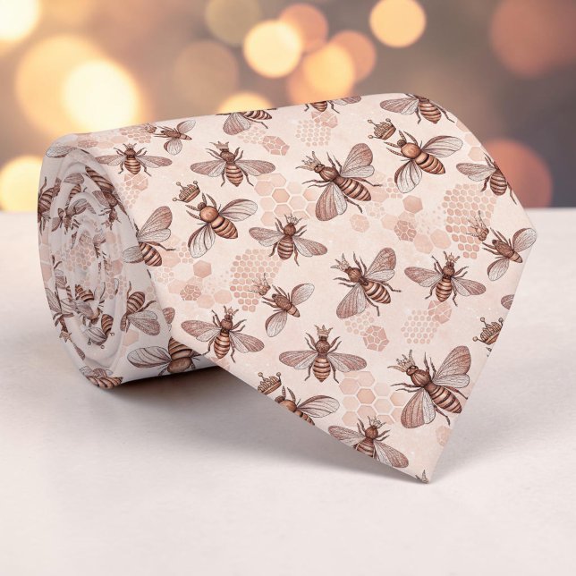 Cravate Pink Bee Pattern Custom Necktie (Créateur téléchargé)