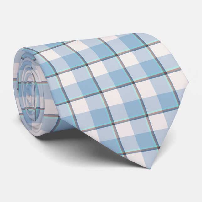 Cravate Pink Cloud and Blue Lagoon Plaid Neck Tie (Roulé)