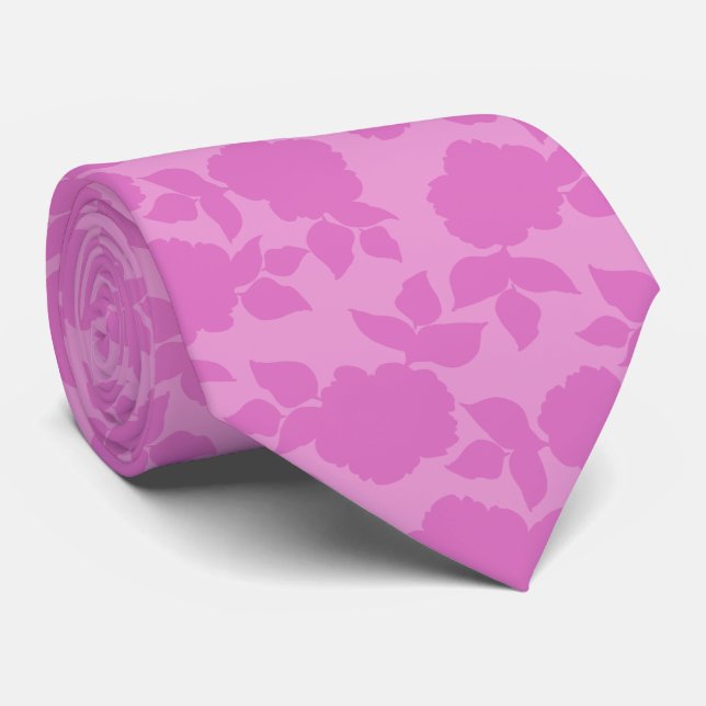 Cravate  Pink Floral pattern Groom Gift   (Roulé)