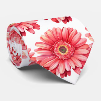 Cravate Pink Gerbera Daisy Floral Flower Faux Silk
