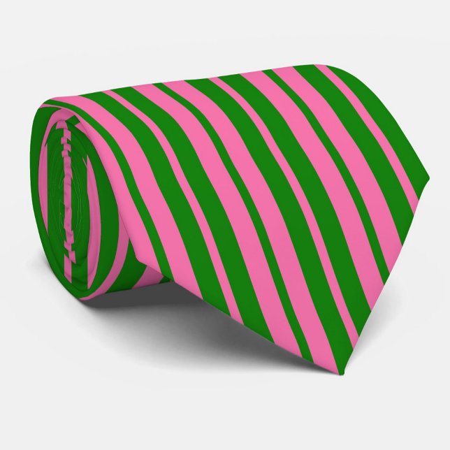 Cravate Pink Green Stylish Stripes Pattern Design  (Créateur téléchargé)