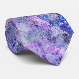 Cravate Pink Mauve Bleu violet Abstrait Aquarelle Art