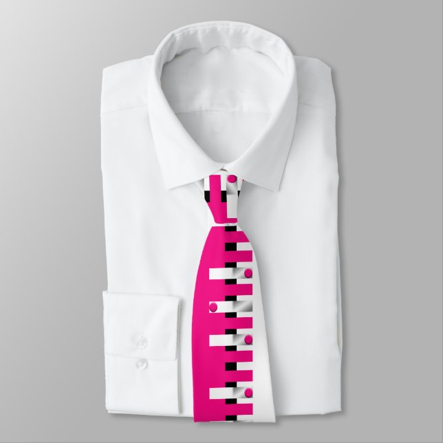 Cravate Pink Piano Neck Tie for Musical Style Statement (Attaché)