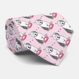 Cravate Pink Valentine Old English Chien à chiens gris 1 F