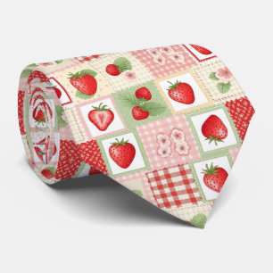 Cravate Pique-nique Patchwork Fraise (3)