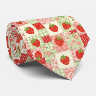 Cravate Pique-nique Patchwork Fraise (4)