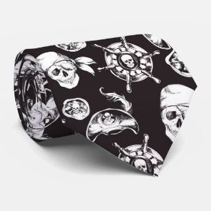 Cravate Pirate crâne noir blanc motif