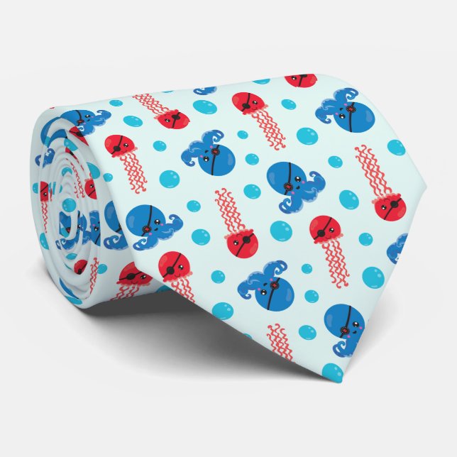 Cravate Pirate Octopus, Pirate Jellyfish, Sea Animaux (Roulé)