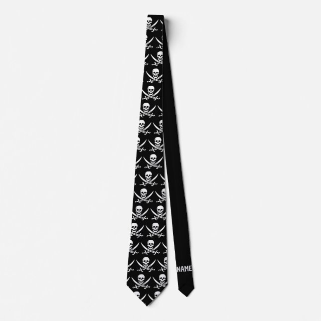 Cravate Pirate Skull and Swords, ajouter du texte, (Devant)