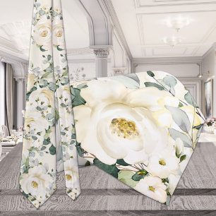 Cravate Pivoine Blanche Crème Jaune Mariage Naturel Ecru