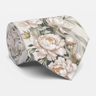 Cravate Pivoine blanche élégante