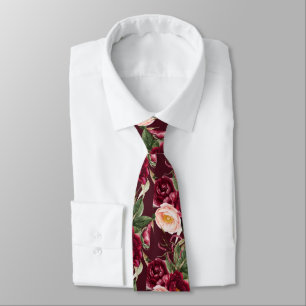 Cravate PixDezine H2 Fleurs Burgundy Blush Pivoines