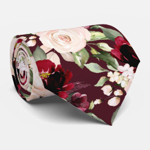 Cravate PixDezine H2 Fleurs Burgundy Blush Roses
