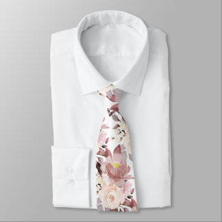 Cravate PixDezine H2 Fleurs Rose Poussiéreuse Roses Blush