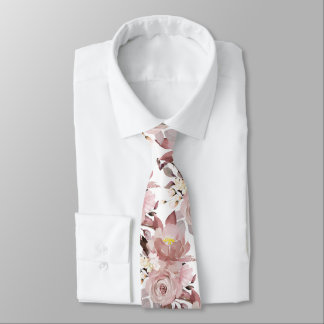 Cravate PixDezine H2 Fleurs Rose Poussiéreux Roses