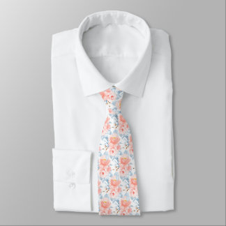 Cravate PixDezine H2 Fleurs Roses Rose Pâle DustyBlue