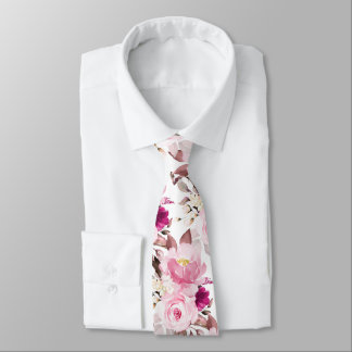 Cravate PixDezine H2 Fleurs Teintes Roses Roses
