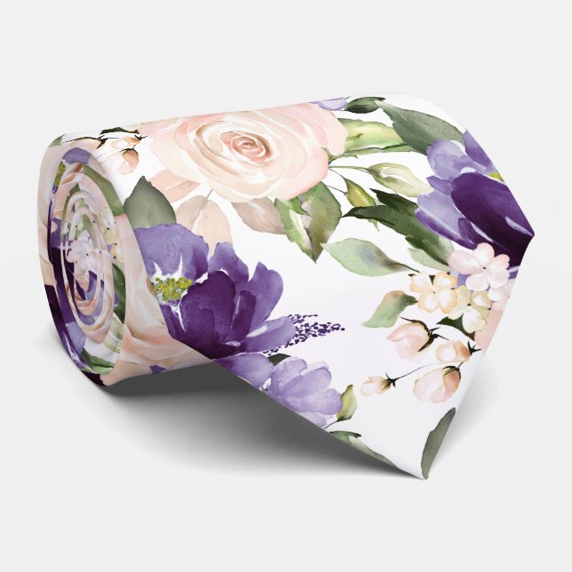 Cravate PixDezine H2 Fleurs Violet Violet Violet Blush Ros (Roulé)