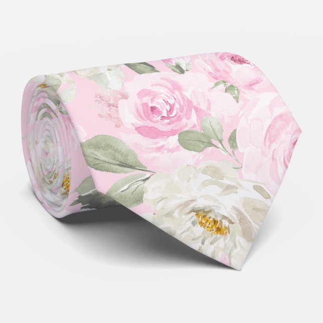 Cravate PixDezines Aquarelle Roses Roses Roses Roses Roses (Roulé)