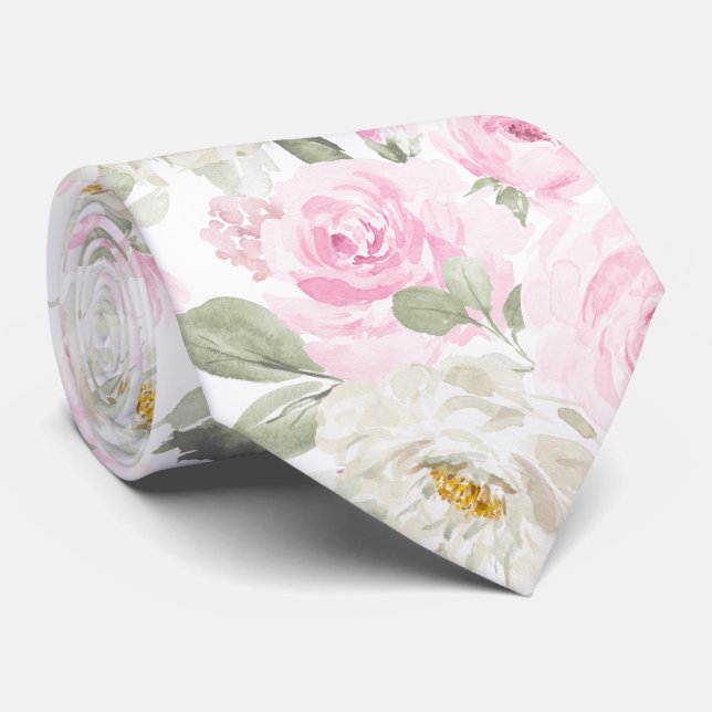 Cravate PixDezines Aquarelle Roses Roses Roses Roses Roses (Roulé)
