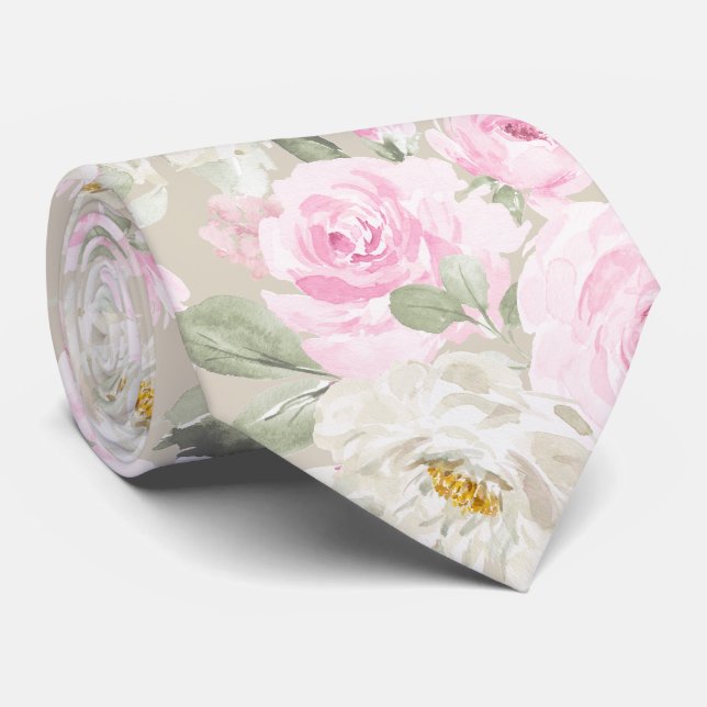 Cravate PixDezines Aquarelle Roses Roses Roses Roses Roses (Roulé)