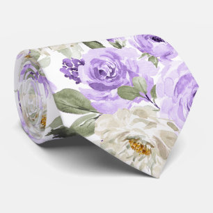 Cravate PixDezines Aquarelle Roses Violettes Lilas