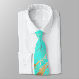 Cravate PixDezines bleu turquoise dalle de marbre + veines