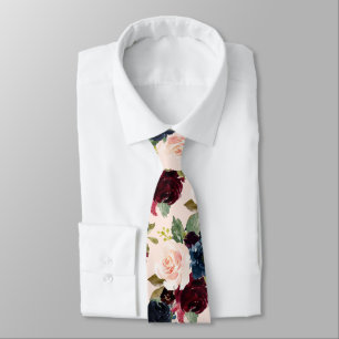 Cravate PixDezines Blush Burgundy Navy Flwrs do-it-yoursel