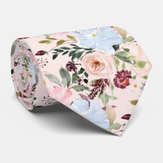 Cravate PixDezines Blush Dusty Blue H2 Botanique