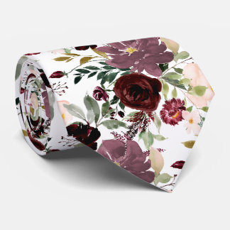 Cravate PixDezines Bourgogne Mauve H2 Botanique