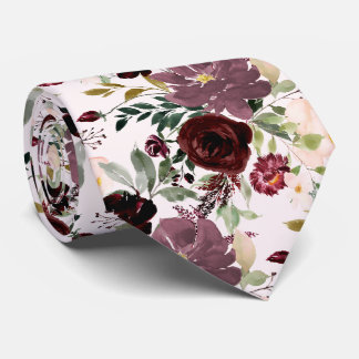 Cravate PixDezines Bourgogne Mauve H2 Botanique