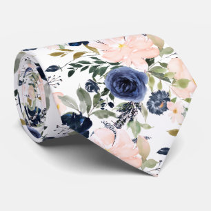 Cravate PixDezines Fleurs Aquarelle Bleu Blush DIY couleur