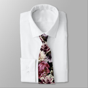 Cravate PixDezines Fleurs Botaniques Moody Fond DIY