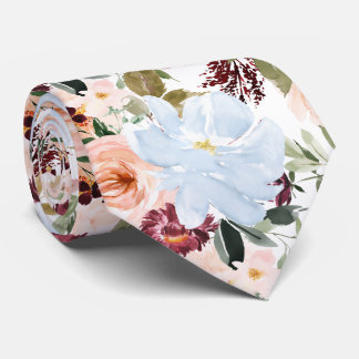 Cravate PixDezines H2 Blush Pink Dusty Blue Flowers