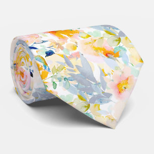 Cravate PixDezines H2 Fleurs de printemps Blush Bleu Pouss