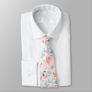 Cravate PixDezines H2 Fleurs de printemps Blush et Bleu
