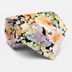 Cravate PixDezines H2 Fleurs de printemps Blush Moutarde