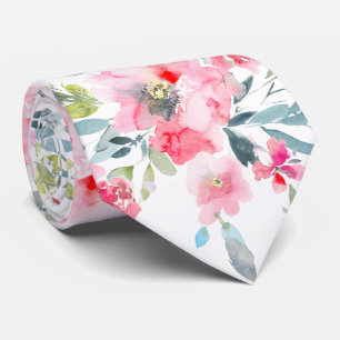 Cravate PixDezines H2 Fleurs de printemps rose rouge bleu 