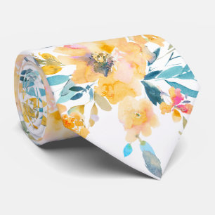 Cravate PixDezines H2 Fleurs de printemps Roses Jaunes