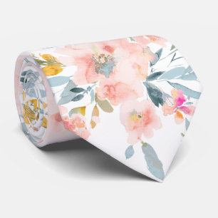 Cravate PixDezines H2 Fleurs printanières Blush+Bleu