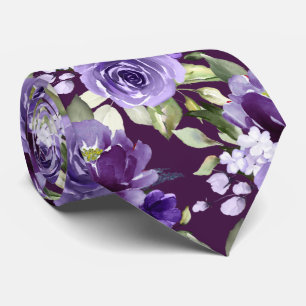 Cravate PixDezines H2 Fleurs Violet Lavande violet Roses