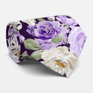 Cravate PixDezines H2 Roses Violettes Violettes