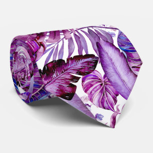 Cravate PixDezines Jungle Hawaïen Merlot Feuillage Violet